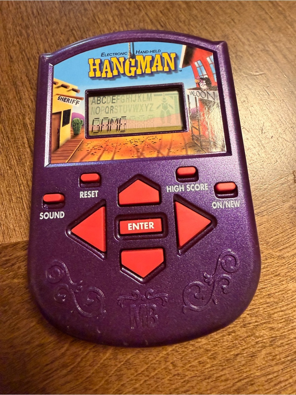 Hasbro Purple Electronic Handheld Hangman with Red Buttons